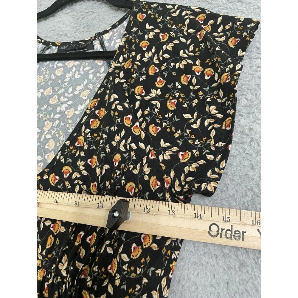Urban Outfitters Women’s Julia Tiered Fit & Flare Black Beige Dress Size Small - Picture 8 of 10